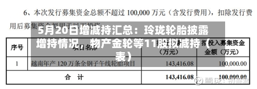 5月20日增减持汇总：玲珑轮胎披露增持情况，物产金轮等11股拟减持（表）-第2张图片