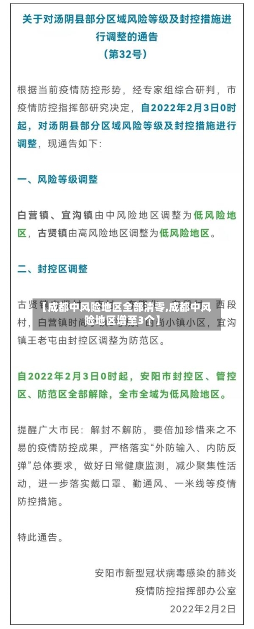 【成都中风险地区全部清零,成都中风险地区增至3个】-第2张图片