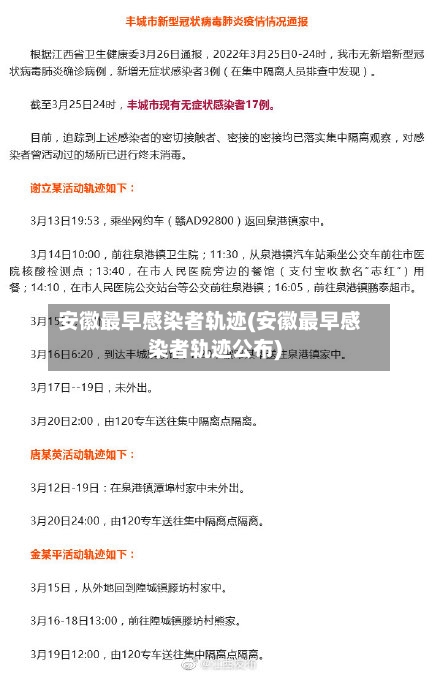 安徽最早感染者轨迹(安徽最早感染者轨迹公布)-第1张图片