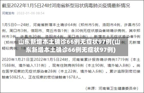 山东新增本土确诊66例无症状97例(山东新增本土确诊66例无症状97例)